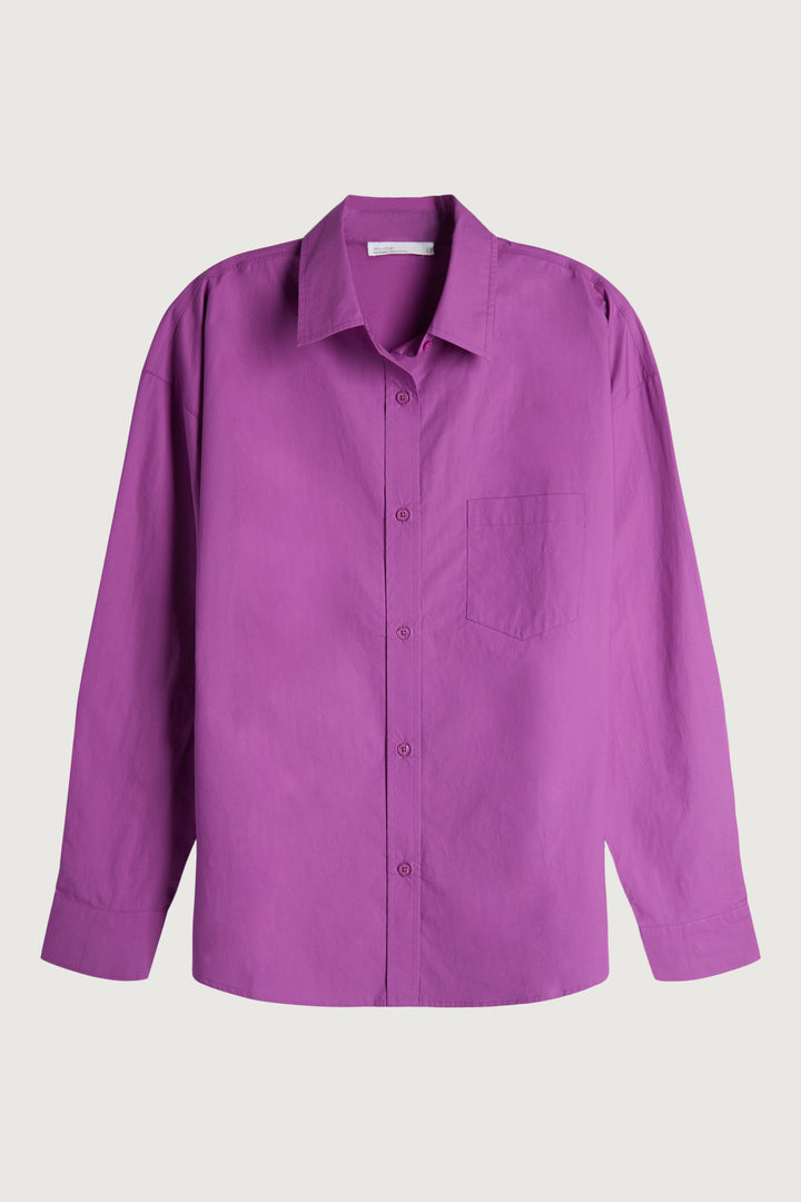 COTTON POPLIN SHIRT in Striking Purple — alternate angle