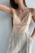 V-neck satin tank in apricot — main image