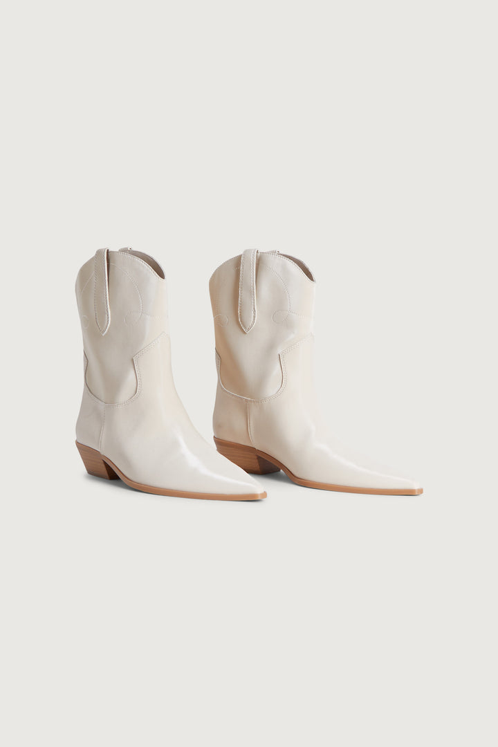 LOW HEEL COWBOY BOOT in Cream — alternate angle
