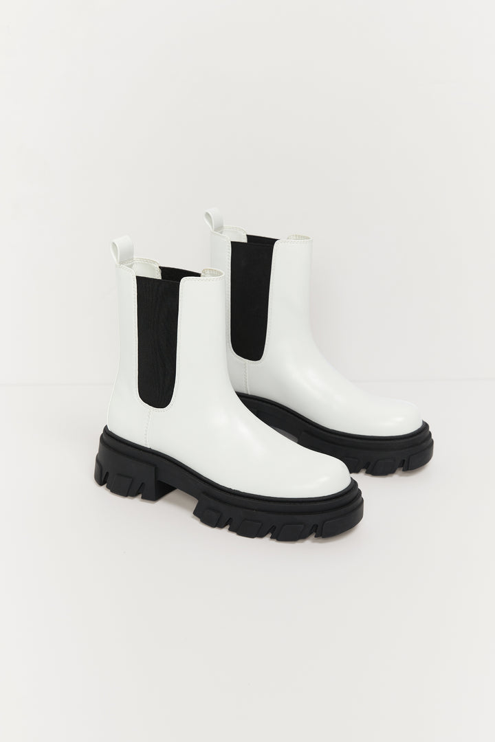 CHUNKY SOLE CHELSEA BOOT in White — alternate angle