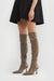 Pointed knee high boots in dark taupe — main image