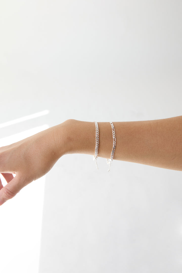 MINIMAL BRACELET SET in Silver — alternate angle
