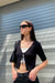 Cropped open front cardigan in black — main image