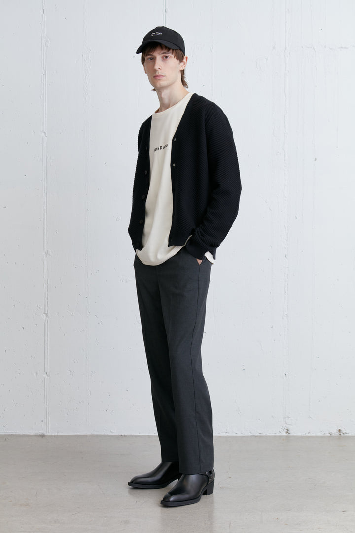 BUTTON FRONT CARDIGAN in Black — alternate angle