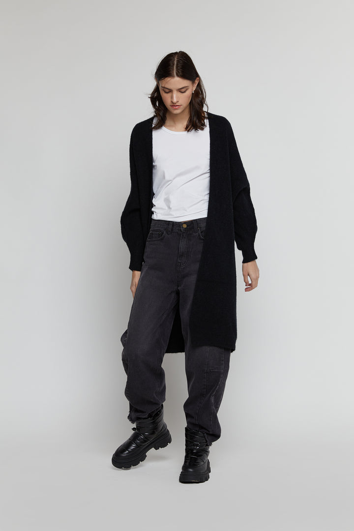 OPEN FRONT CARDIGAN in Black — alternate angle
