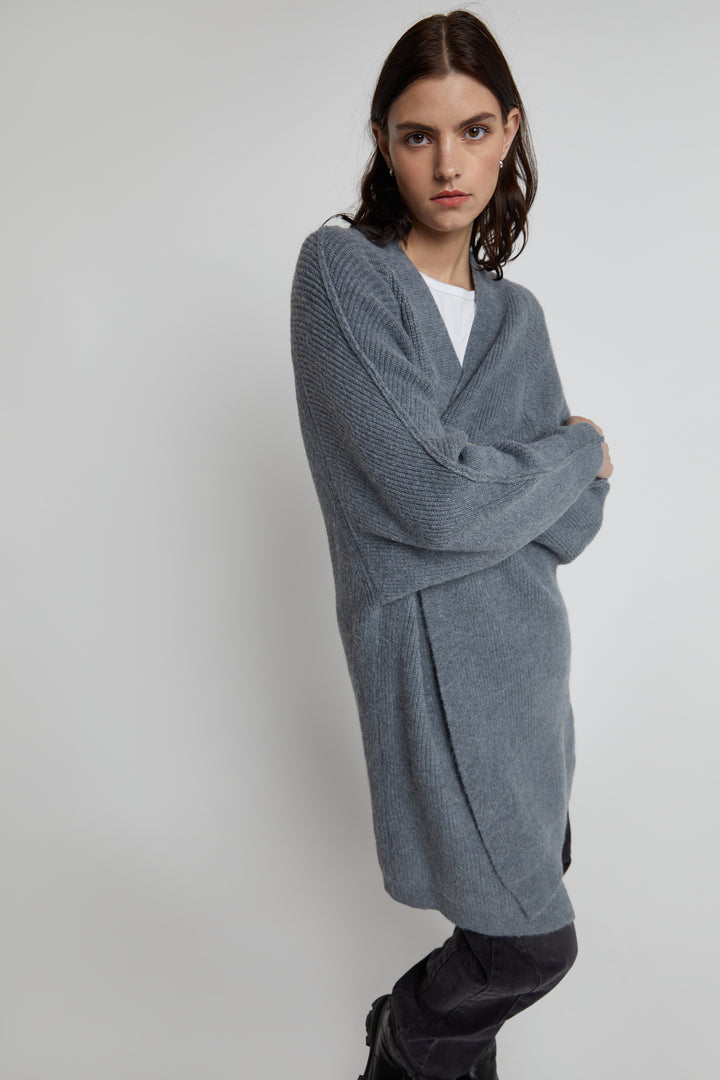 OPEN FRONT CARDIGAN in GREY — alternate angle