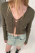Cropped lace-up cardigan in kalamata — main image