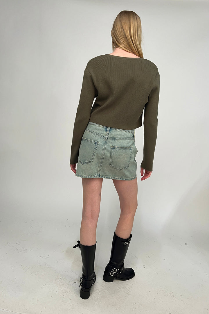 CROPPED LACE-UP CARDIGAN in Kalamata — alternate angle