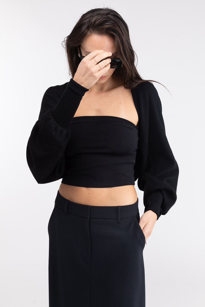 KNIT BOLERO in Black — alternate angle