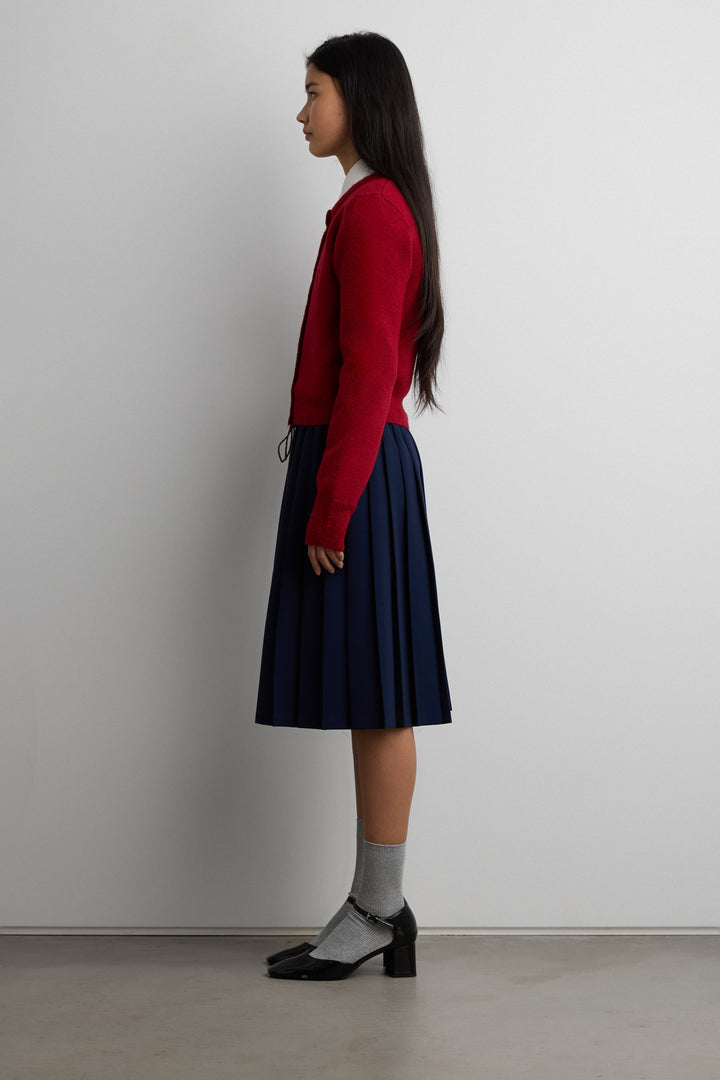 HEART BUTTON FRONT CARDIGAN in Scarlet Red — alternate angle