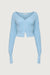Cropped lightweight button front cardigan in breeze blue — main image