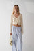 Cropped lightweight button front cardigan in cream — main image