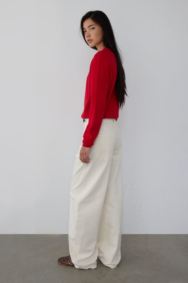 BUTTON UP CARDIGAN in Cherry — alternate angle