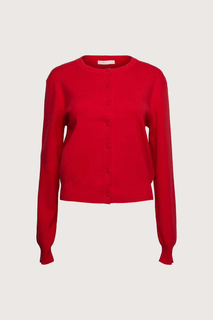 BUTTON UP CARDIGAN in Cherry — alternate angle