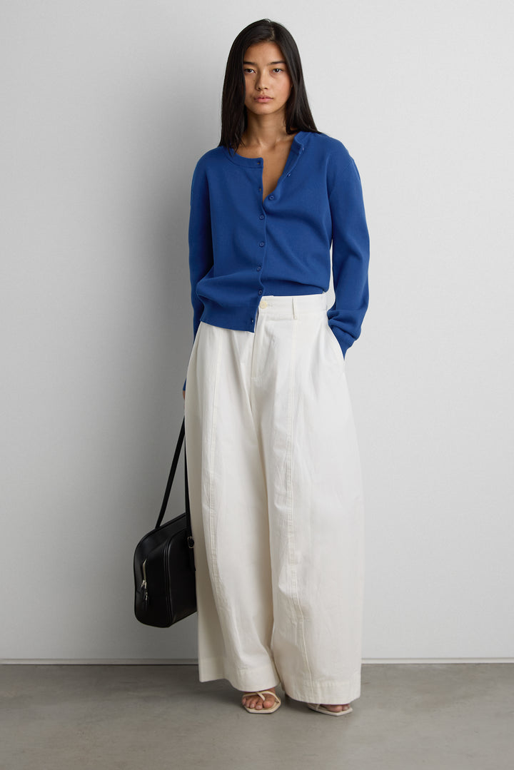BUTTON UP CARDIGAN in Blue Mist — alternate angle