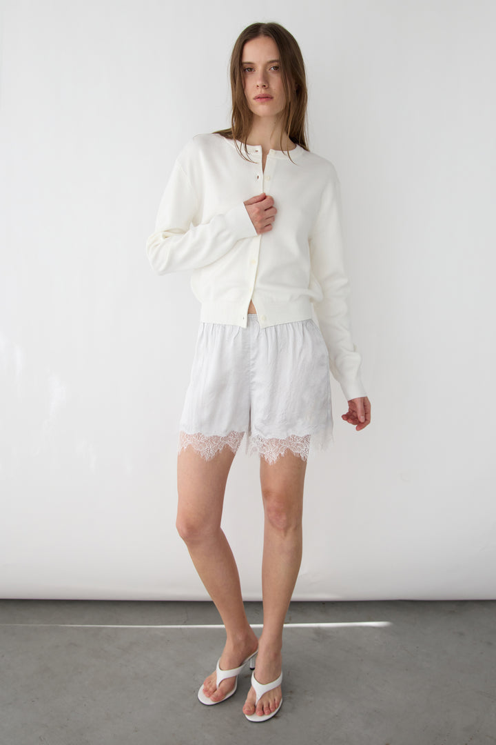 BUTTON UP CARDIGAN in White — alternate angle