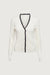 Lace trim button front cardigan in cream — main image