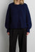 Raglan sleeve button front cardigan in evening blue — main image