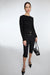Ruffle placket button up cardigan in black — main image