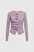 Ruffle placket button up cardigan in purple — main image