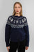Wool blend fair isle cardigan in baritone blue fair isle — main image