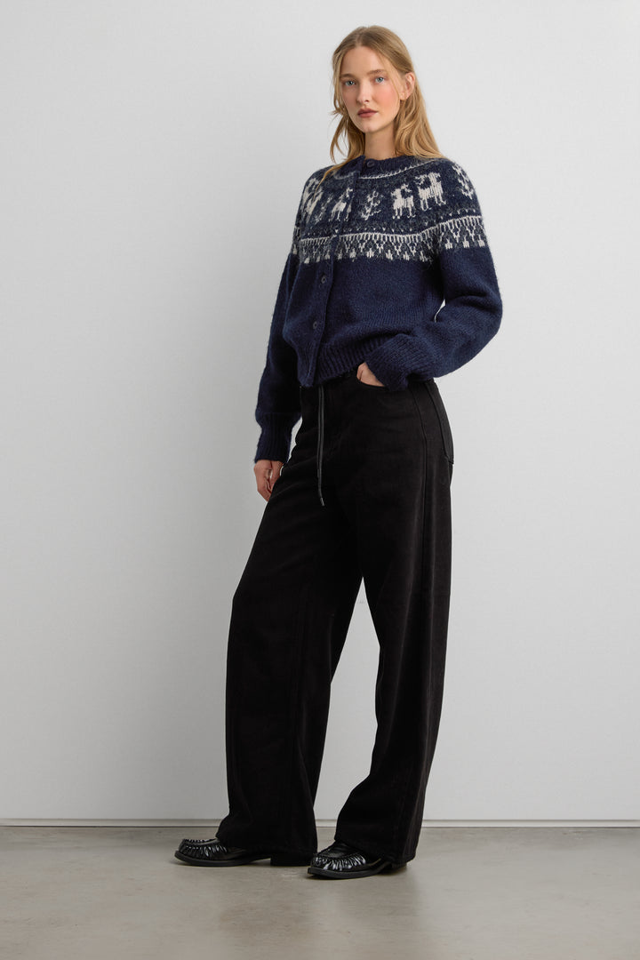 WOOL BLEND FAIR ISLE CARDIGAN in Baritone Blue Fair Isle — alternate angle