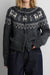 Wool blend fair isle cardigan in heather charcoal fair isle — main image