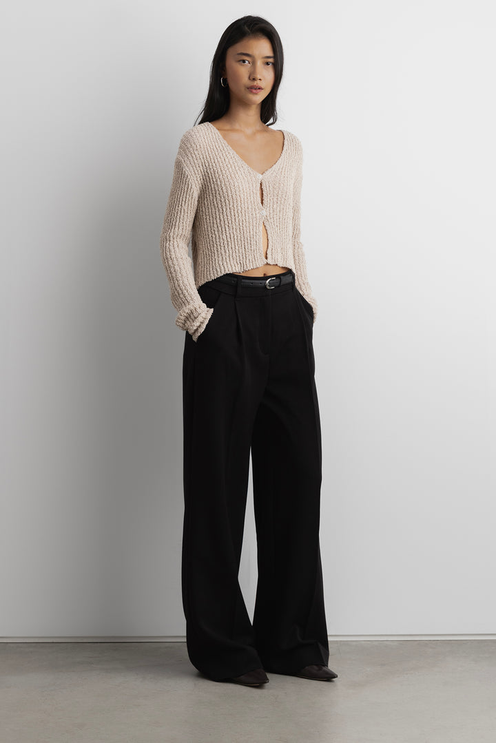 LIGHTWEIGHT KNIT CARDIGAN in Beige — alternate angle