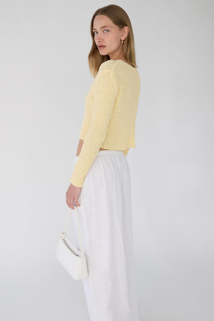 LIGHTWEIGHT KNIT CARDIGAN in Yellow — alternate angle