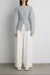 Ottoman ribbed knit button front top in ice grey — main image