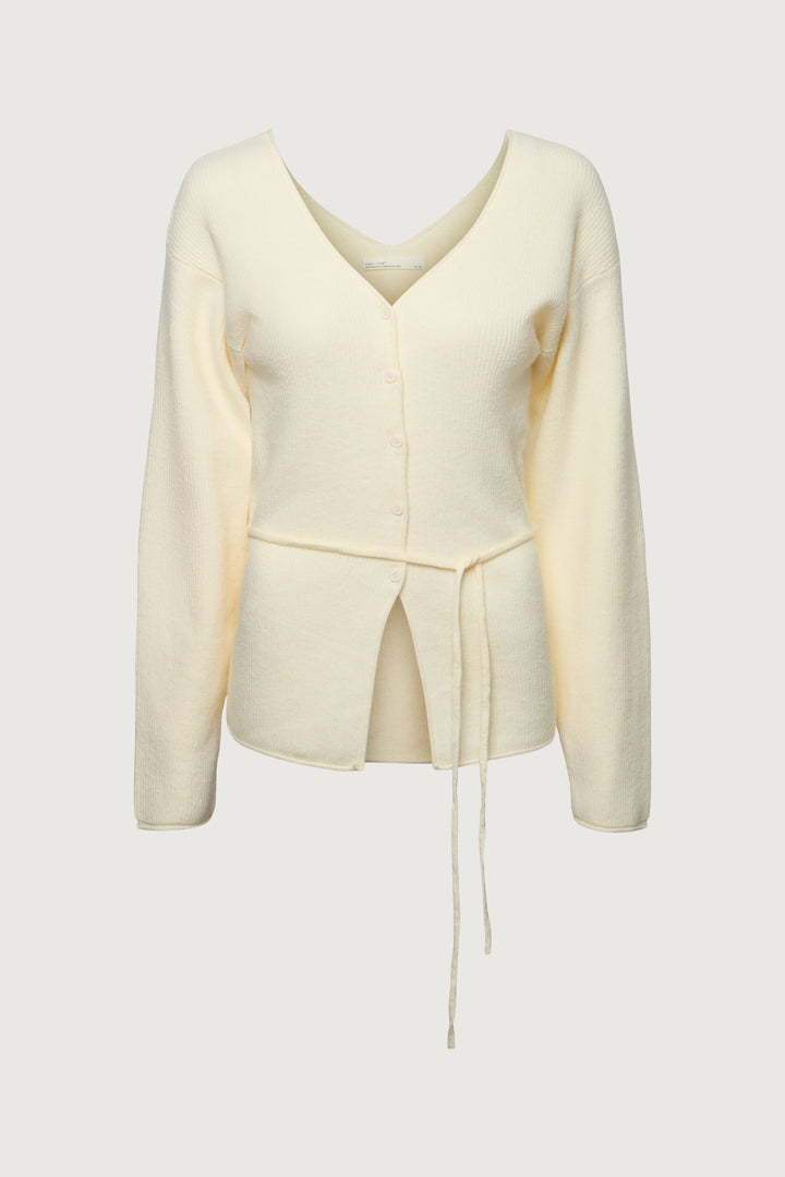 V-NECKLINE CARDIGAN WITH WAIST TIE
