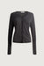 Sheer v-neck cardigan in charcoal — main image