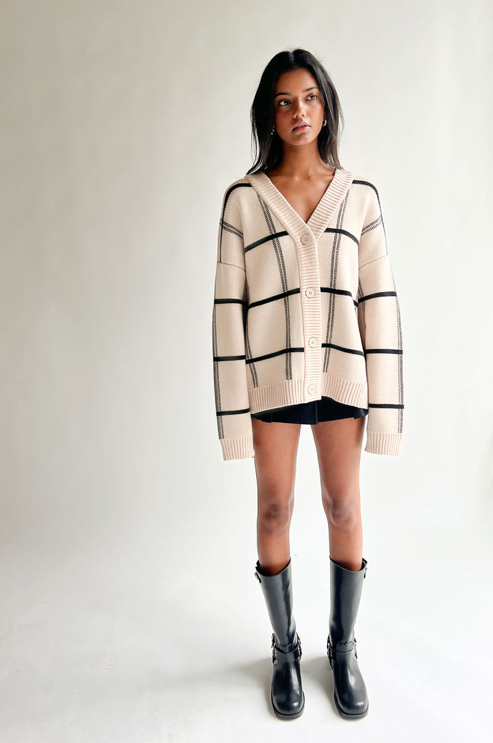 OVERSIZED PLAID CARDIGAN in Birch Black — alternate angle