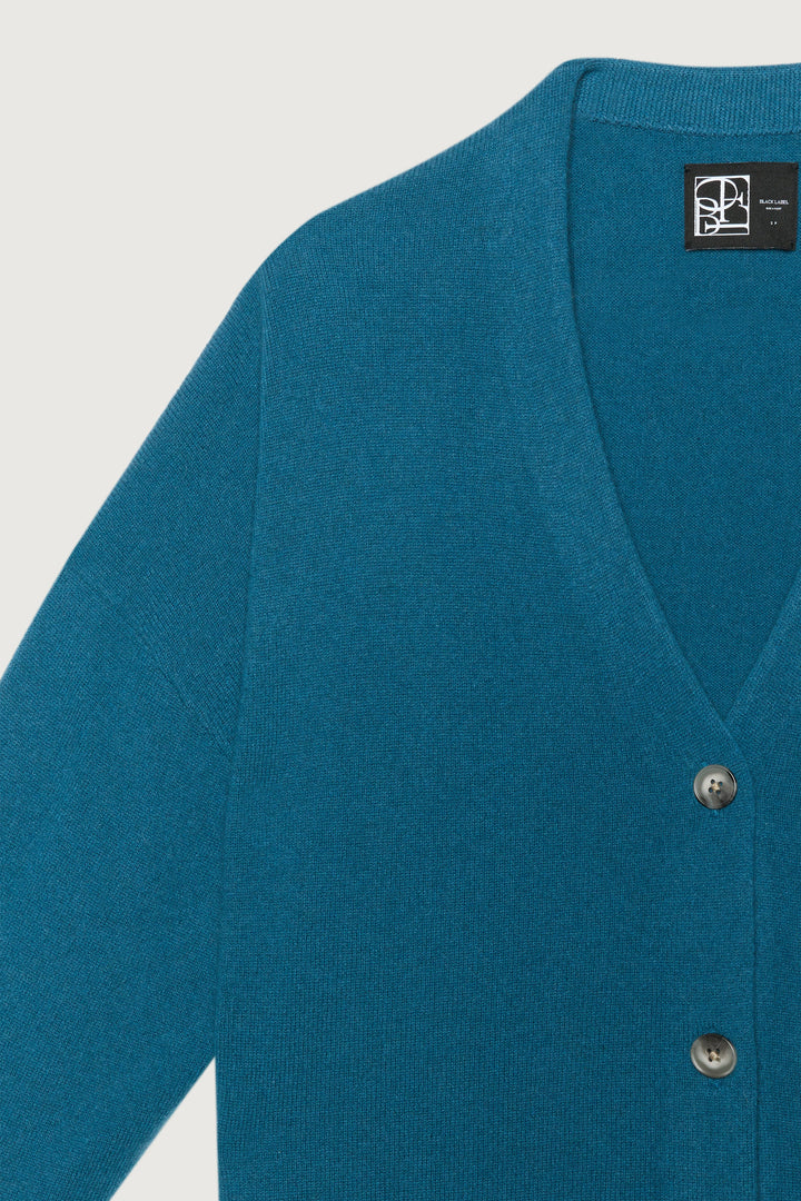100% CASHMERE CARDIGAN in Legion Blue — alternate angle