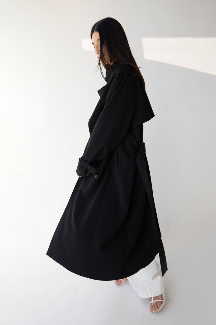 OVERSIZED TRENCH COAT in Black — alternate angle