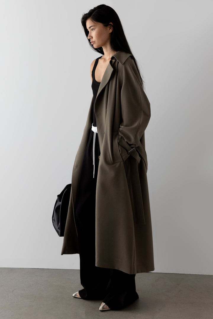 OVERSIZED TRENCH COAT in Dark Olive — alternate angle