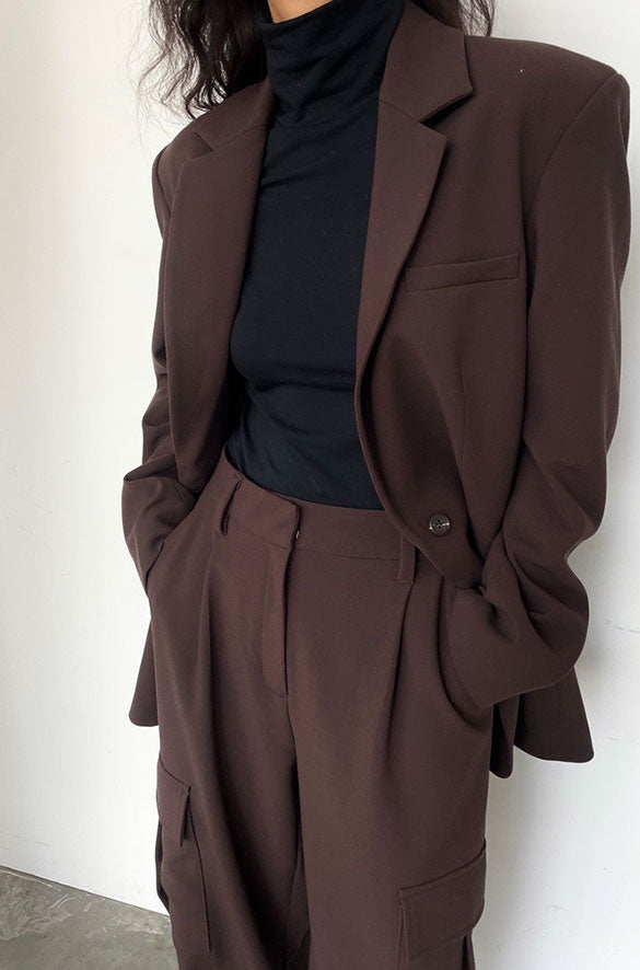 OVERSIZED BLAZER in Coffee Bean — alternate angle