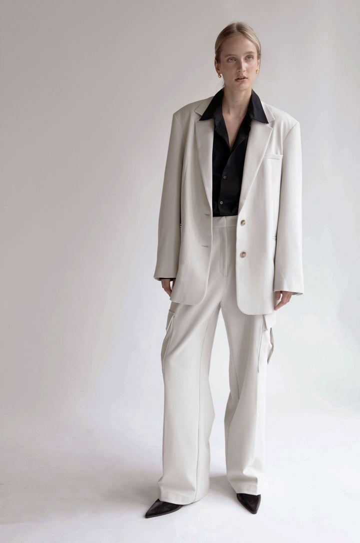 OVERSIZED BLAZER in Pelican — alternate angle