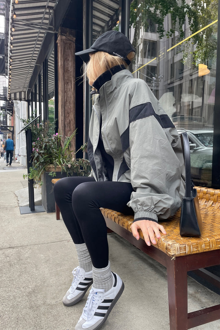 NYLON ZIP-UP JACKET in SAGE — alternate angle