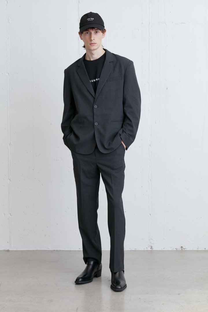 RELAXED FIT BLAZER in HEATHER DARK CHARCOAL — alternate angle