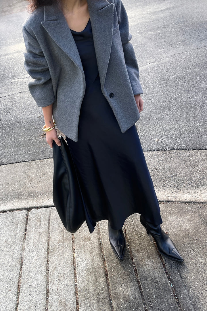 SHORT WOOL BLEND COAT in Heather Dark Gray — alternate angle