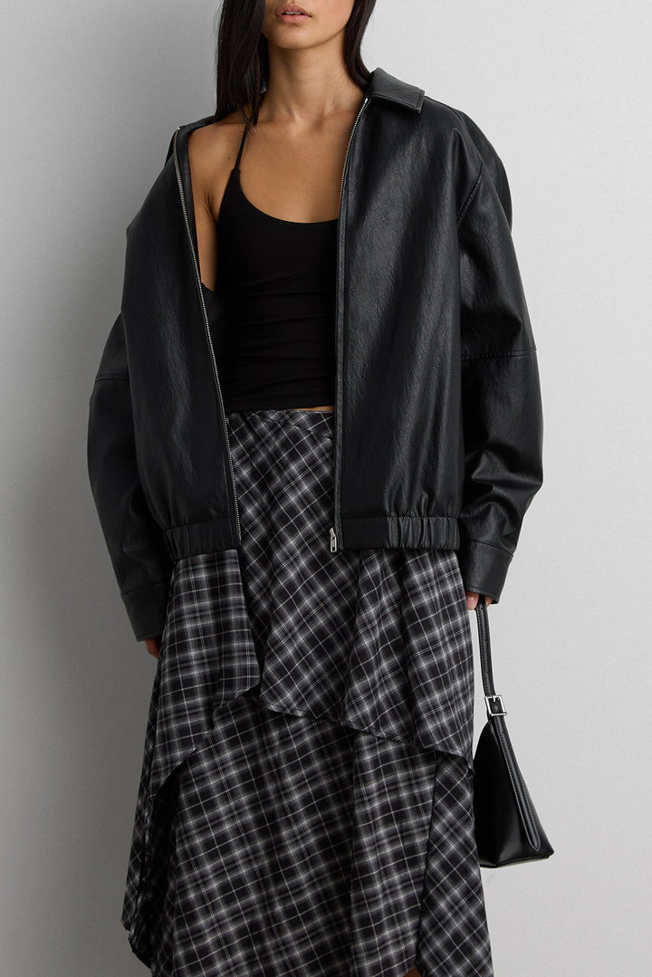 VEGAN LEATHER BOMBER JACKET