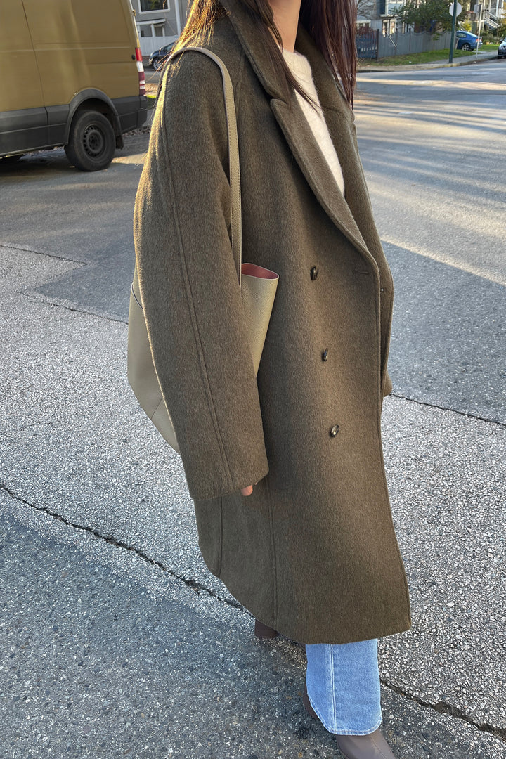 WOOL BLEND COAT in DARK MOSS — alternate angle