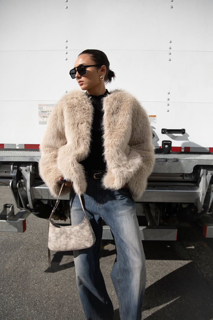 FUZZY JACKET in Fog — alternate angle