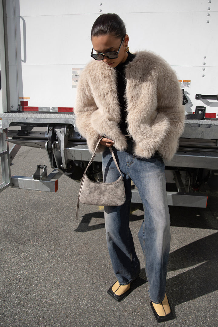 FUZZY JACKET in Fog — alternate angle