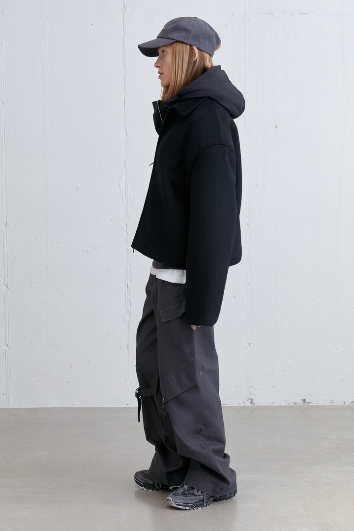 BOXY WOOL BLEND JACKET in Black — alternate angle