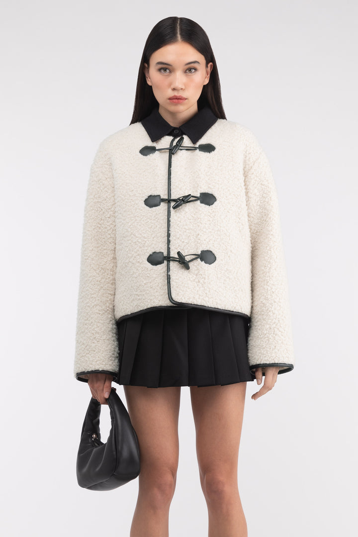 SHERPA JACKET WITH TOGGLE FRONT in Oatmeal — alternate angle