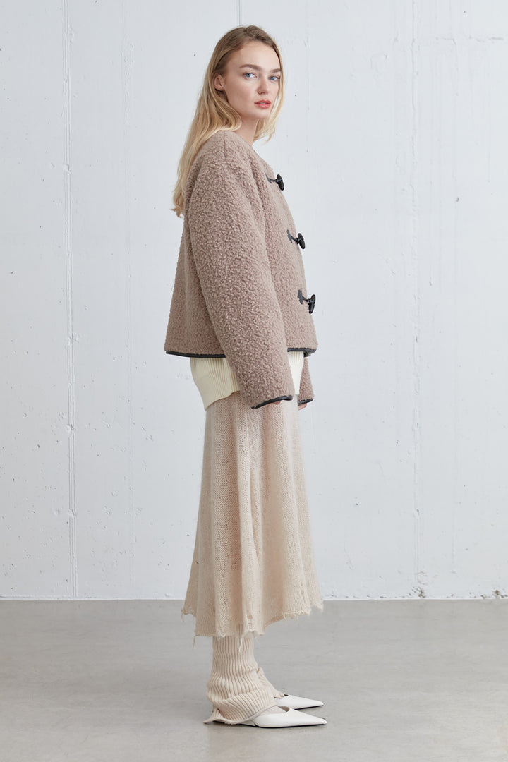 SHERPA JACKET WITH TOGGLE FRONT in Taupe Grey — alternate angle