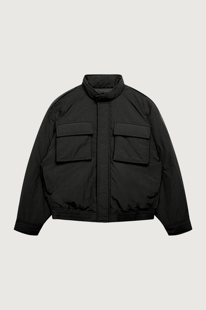 OVERSIZED NYLON BOMBER JACKET in Black — alternate angle