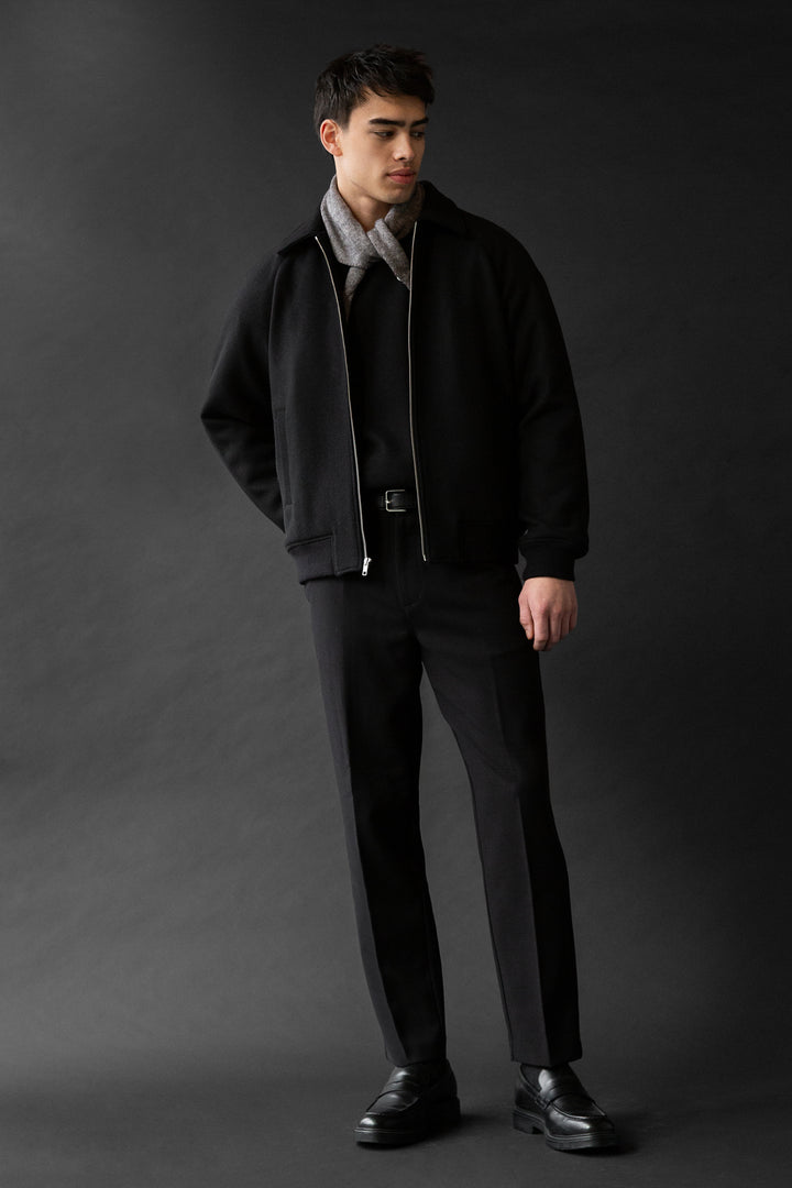 WOOL BLEND BOMBER JACKET in Black — alternate angle